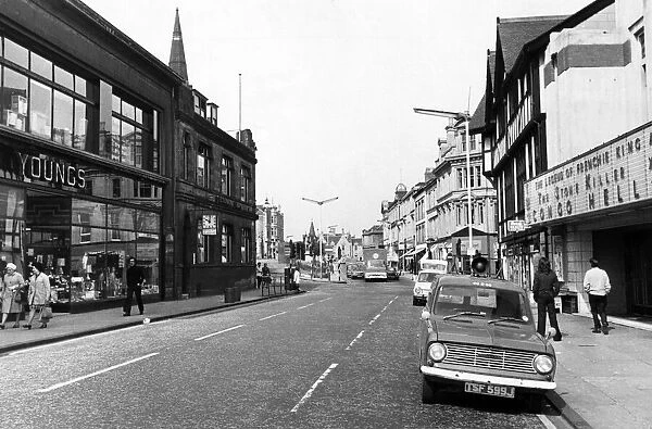 A street view of Falkirk, a town in the Central Lowlands of Scotland. 9th June 1974