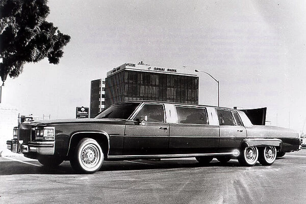 Stretched Cadillac limousine. Restaurant owner Daniel Mercheano of California had his car