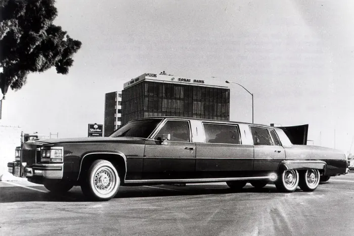 Framed Print : Stretched Cadillac limousine. Restaurant owner Daniel Mercheano of California had his car Framed Print : Stretched Cadillac limousine. Restaurant owner Daniel Mercheano of California had his car