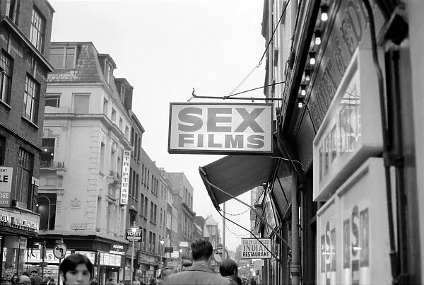 Strip clubs and book shops in Soho. December 1970 70-11636-003