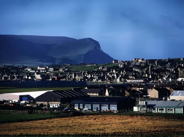 Framed Print : Stromness with Orkney Fishermans Society new factory in the foreground Framed Print : Stromness with Orkney Fishermans Society new factory in the foreground