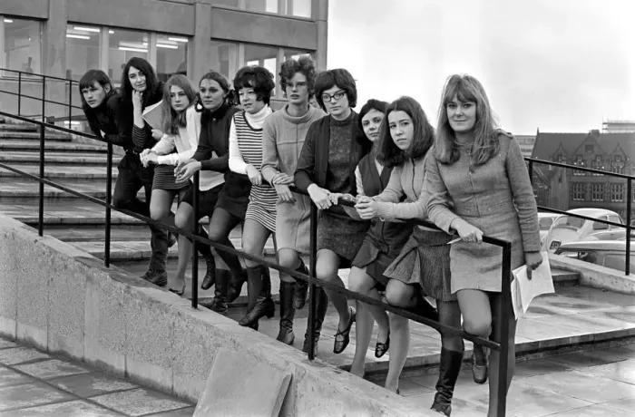 Framed Print : Students from the department of social studies, at Leeds College of Technology
