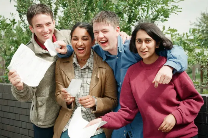 Framed Print : Students at Finham Park School, celebrating their A-Level results Framed Print : Students at Finham Park School, celebrating their A-Level results
