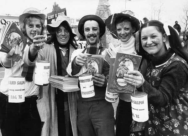 Students of Manchester Polytechnic collecting money during the Rag Procession