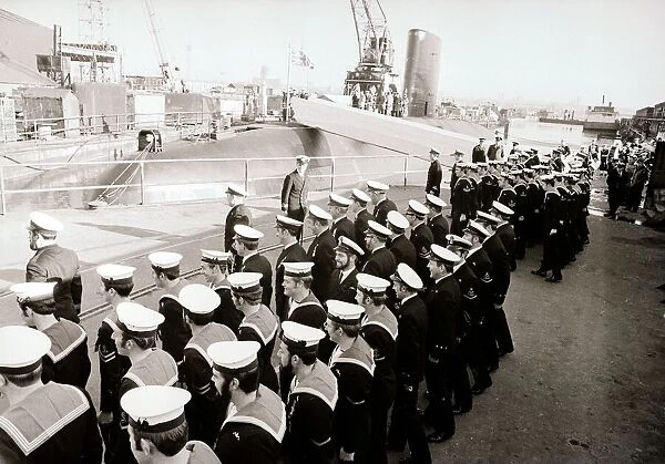 Submarine HMS Conqueror seen here with her crew at her commissioning ceremony