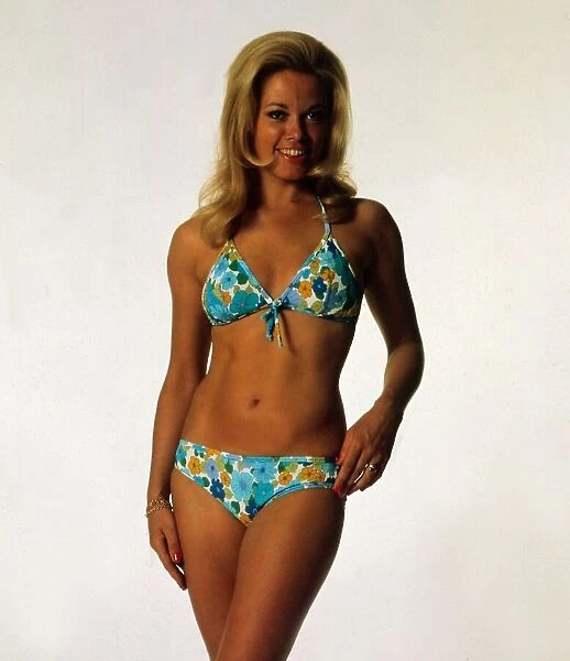 Sue Longhurst wearing floral bikini August 1974