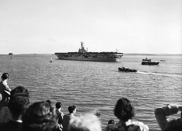 Suez Crisis 1956 The Aircraft Carrier HMS Theseus sails for the Mediterranean