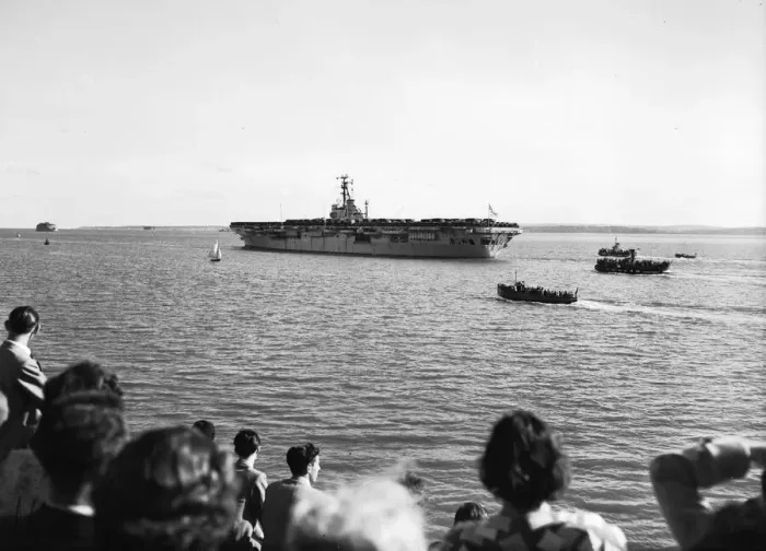 Framed Print : Suez Crisis 1956 The Aircraft Carrier HMS Theseus sails for the Mediterranean Framed Print : Suez Crisis 1956 The Aircraft Carrier HMS Theseus sails for the Mediterranean