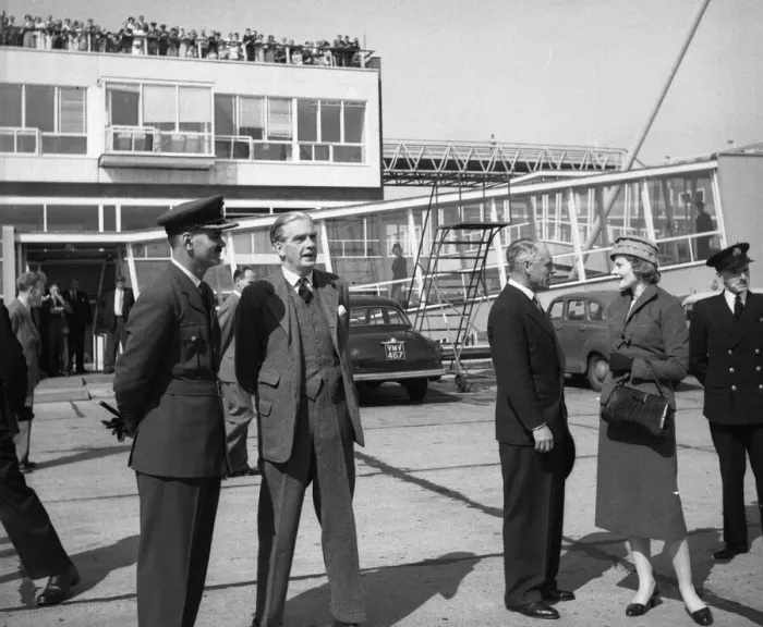 Framed Print : Suez Crisis 1956 Anthony Eden at London Airport 10  /  9  /  56 H7835