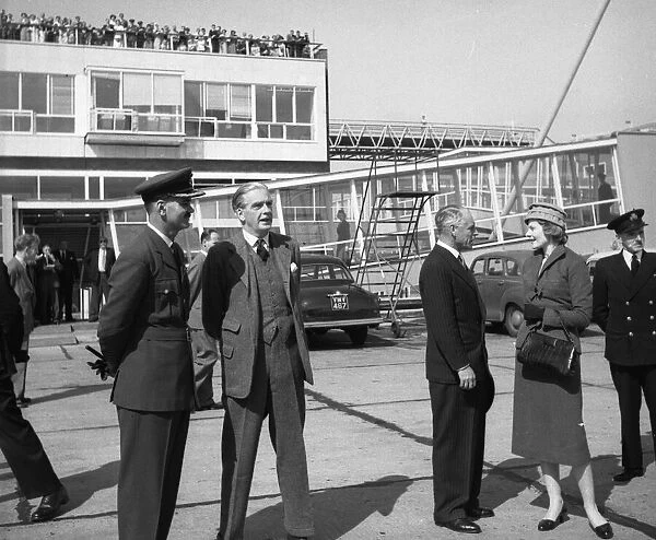 Suez Crisis 1956 Anthony Eden returning to London Airport with his wife following a