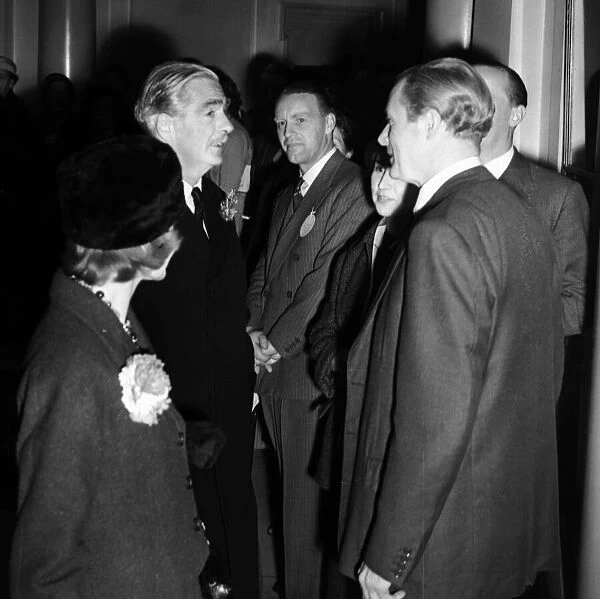 Suez Crisis 1956 Anthony Eden, with his wife, chats to Duncan Sandys at the Grand
