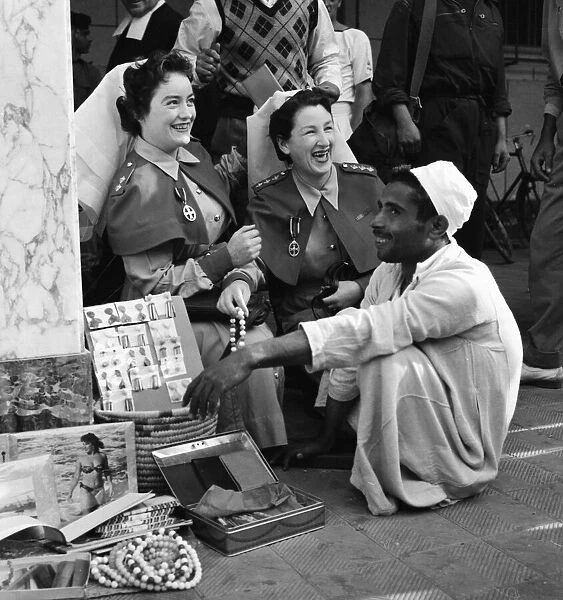Suez Crisis 1956 British Army nurses Rita Kelly and Elizabeth Hewson buying