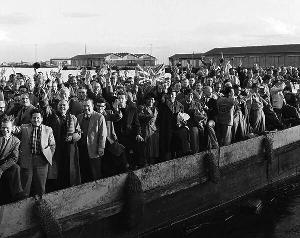 Suez Crisis 1956 British evacuees at Port Said wait to board tranports after being