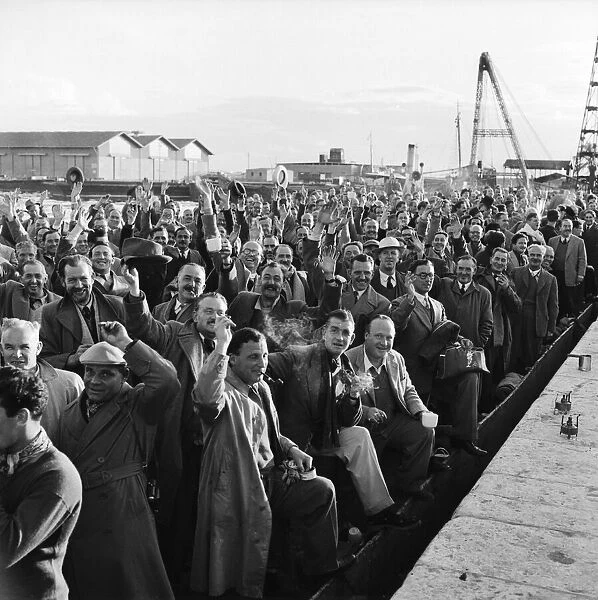 Suez Crisis 1956 British evacuees who have been brought from Cairo waiting at Port