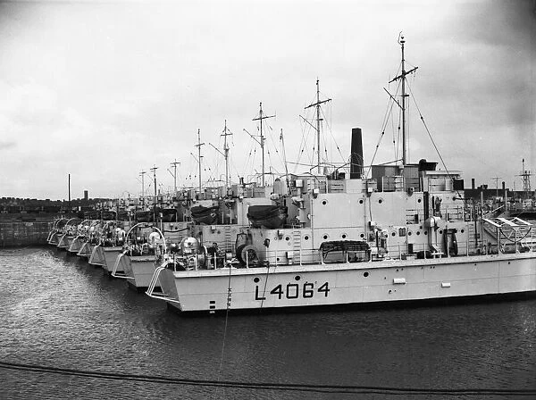 Suez Crisis 1956 British landing craft at anchor are checked