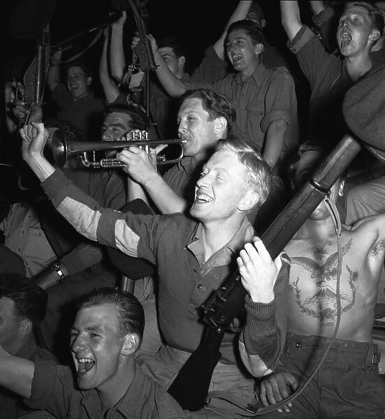Suez Crisis 1956 British troops respond enthusiasticly at the prospect of being
