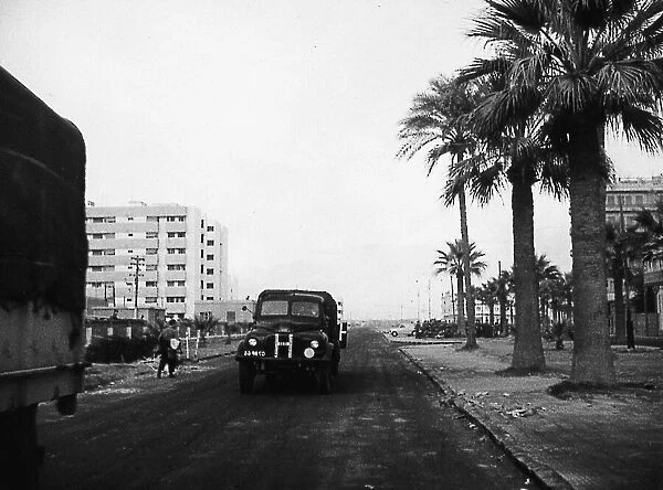 Suez Crisis 1956 British trucks in Port Said (date may be incorrect)