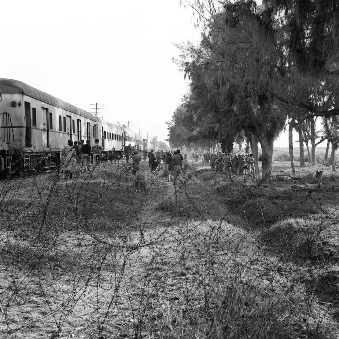 Framed Print : Suez Crisis 1956 Danish troops of the United Nations arrive by train to take over Framed Print : Suez Crisis 1956 Danish troops of the United Nations arrive by train to take over