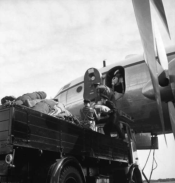 Suez Crisis 1956 Equipment being loaded onto a Brittania aircraft at Blackbuse