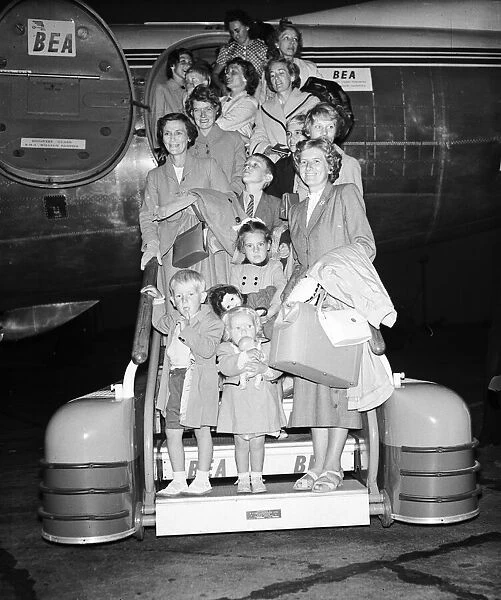 Suez Crisis 1956 The families of British workers in Egypt arriving at London