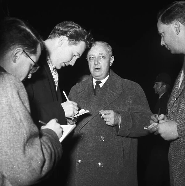 Suez Crisis 1956 The French Foreign Minister Mr Christian Pineau talks to reporters