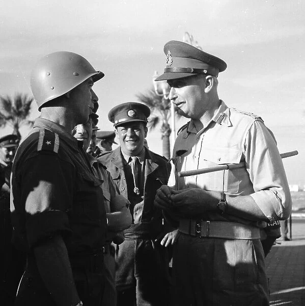 Suez Crisis 1956 General Sir Hugh Stockwell and his senior staff chat to members of