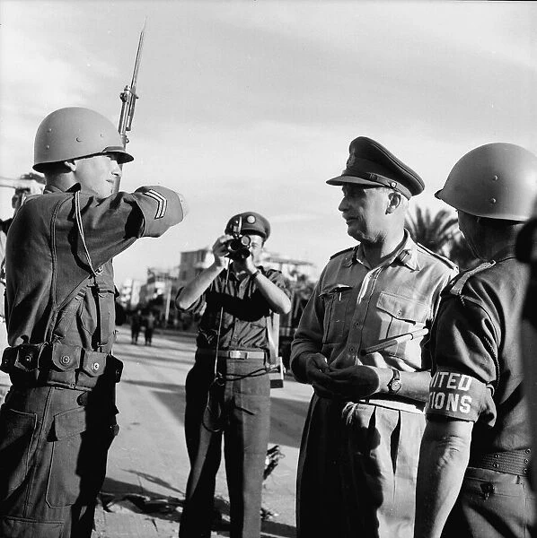 Suez Crisis 1956 General Sir Hugh Stockwell and his senior staff chat to members of