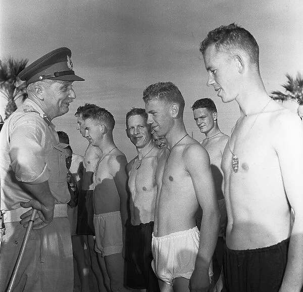 Suez Crisis 1956 General Sir Hugh Stockwell chats to Norwegian UNO troops after
