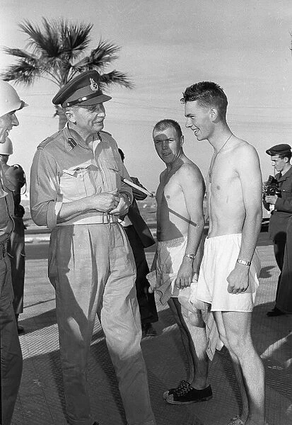 Suez Crisis 1956 General Sir Hugh Stockwell chats to Norwegian UNO troops after