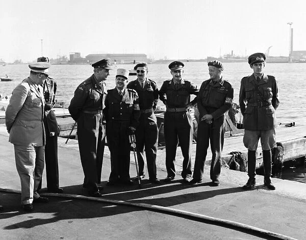 Suez Crisis 1956 General Sir Hugh Stockwell chats with a party of senior UNO Truce