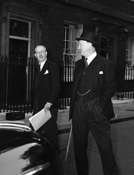 Suez Crisis 1956 Harold MacMillan and Rab Butler arrive at 10 Downing Street for a