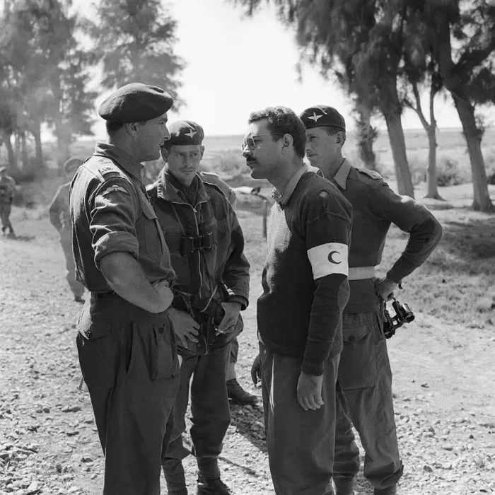 Framed Print : Suez Crisis 1956 A major in the Egyptian medical Corps discusses details of Framed Print : Suez Crisis 1956 A major in the Egyptian medical Corps discusses details of