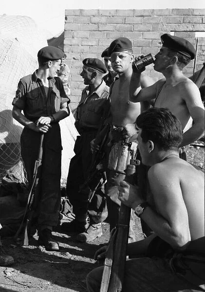 Suez Crisis 1956 Men of a Paratroop Artillery Unit which is stationed near