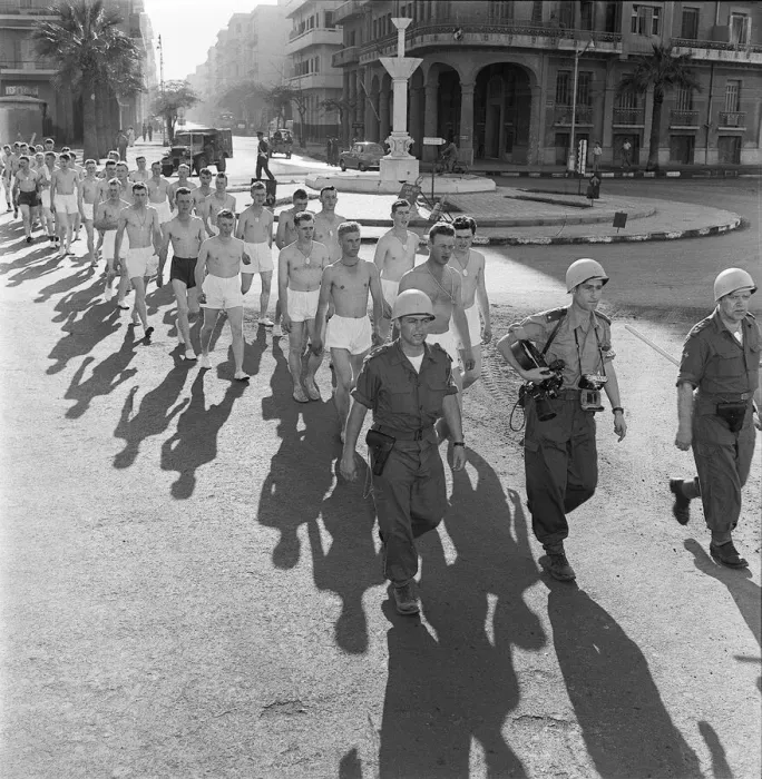 Framed Print : Suez Crisis 1956 Norwegian UNO troops on bathing parade at Port Said