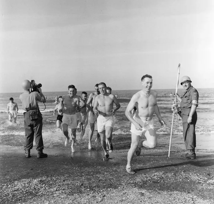 Framed Print : Suez Crisis 1956 Norwegian UNO troops return from bathing parade at Port Said Framed Print : Suez Crisis 1956 Norwegian UNO troops return from bathing parade at Port Said