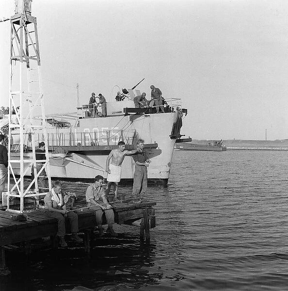 Suez Crisis 1956 Paratroopers stationed on the Suez Canal some 20 miles from Port