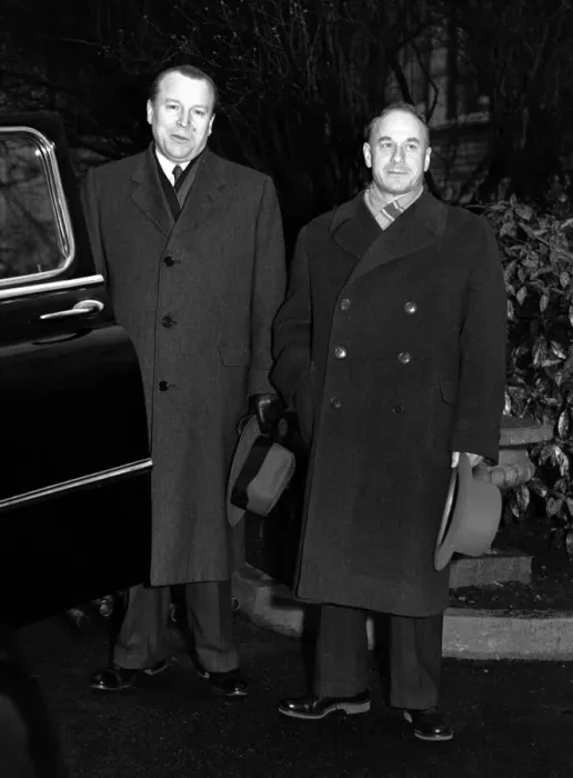 Framed Print : Suez Crisis 1956 The Russian Ambassador Mr Malik with Colonel General Servov just