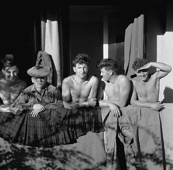 Suez Crisis 1956 Scottish soldiers drying their kilts in the sun