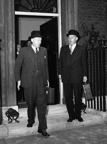 Suez Crisis 1956 Selwyn Lloyd leaving 10 Downing Street after a pre Parliament