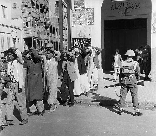 Suez Crisis 1956 Troops assisted by CID officers from Cyprus search Arab Town