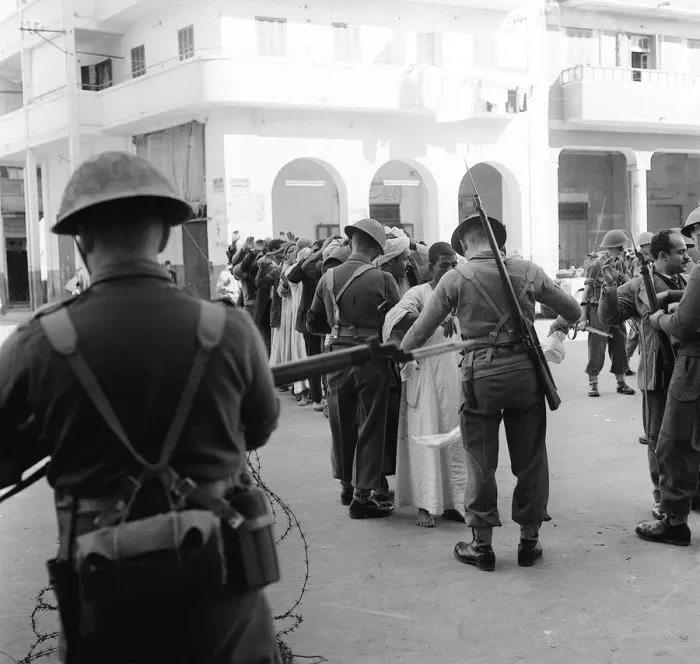 Framed Print : Suez Crisis 1956 Troops assisted by CID officers from Cyprus search Arab Town Framed Print : Suez Crisis 1956 Troops assisted by CID officers from Cyprus search Arab Town