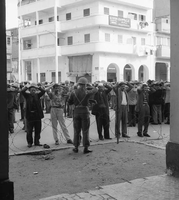 Framed Print : Suez Crisis 1956 Troops assisted by CID officers from Cyprus search Arab Town Framed Print : Suez Crisis 1956 Troops assisted by CID officers from Cyprus search Arab Town