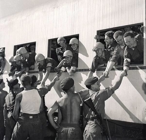 Suez Crisis 1956 A UNO troop train arrives in Port Said