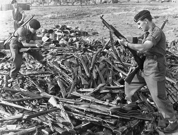 The Suez crisis - A stack of Russian and Czech-made rifles