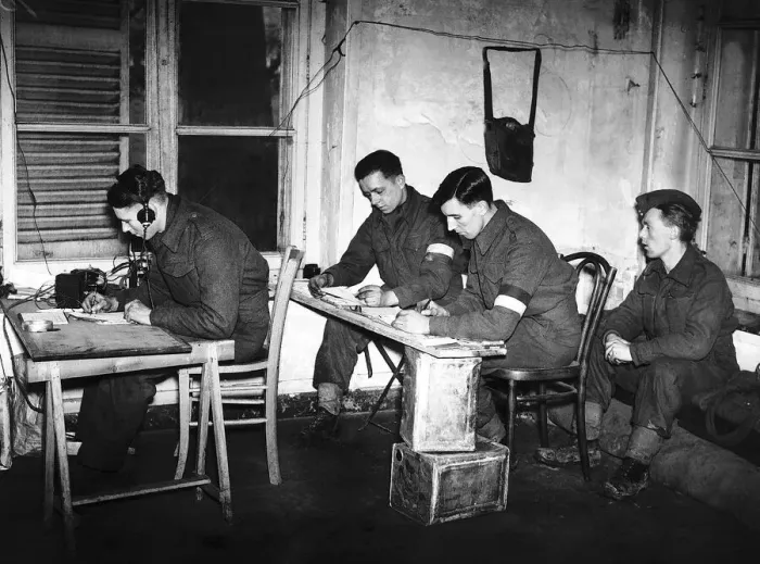 Framed Print : The Suffolk Regiment signals office with B. E. F. in France during WW2 1940 Framed Print : The Suffolk Regiment signals office with B. E. F. in France during WW2 1940