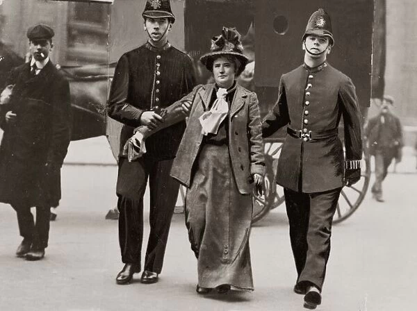 Suffragettes Under Arrest May 1908 Miss N G Bacon - one of six Suffragettes being