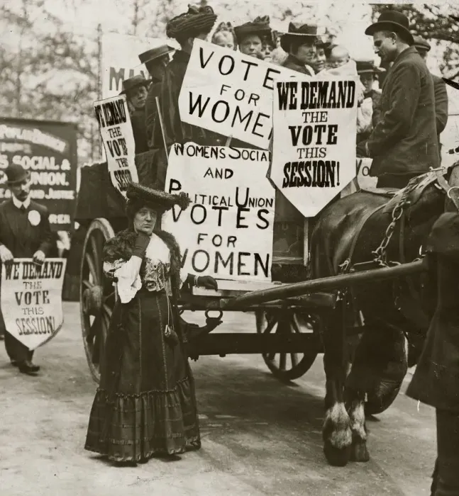 Framed Print : Suffragettes Demonstration May 1906 Demanding Votes For Women Placcards