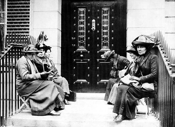 Suffragettes staging a sit-down strike, circa 1912