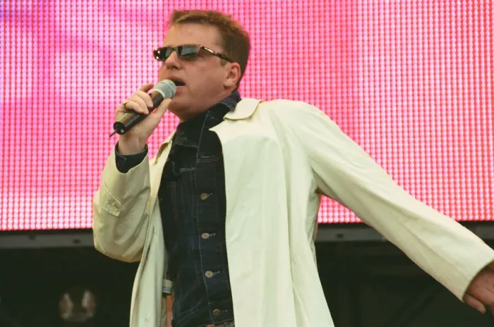 Framed Print : Suggs, lead singer of British ska group Madness, performing at Party in the Park at Hyde Framed Print : Suggs, lead singer of British ska group Madness, performing at Party in the Park at Hyde
