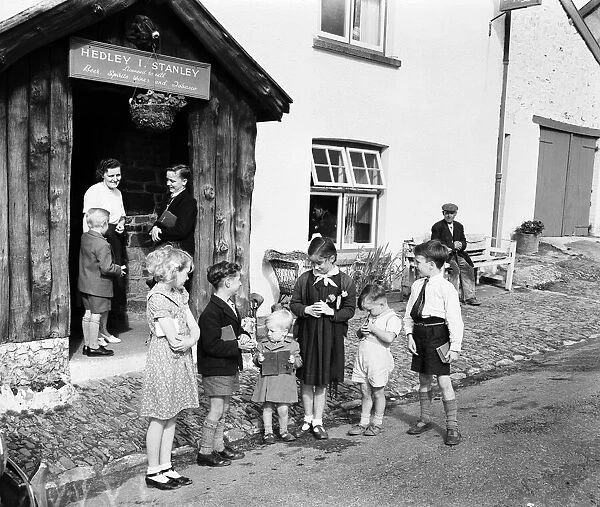 Sunday school being held in a village pub in Alswear, Devon. 26th July 1953